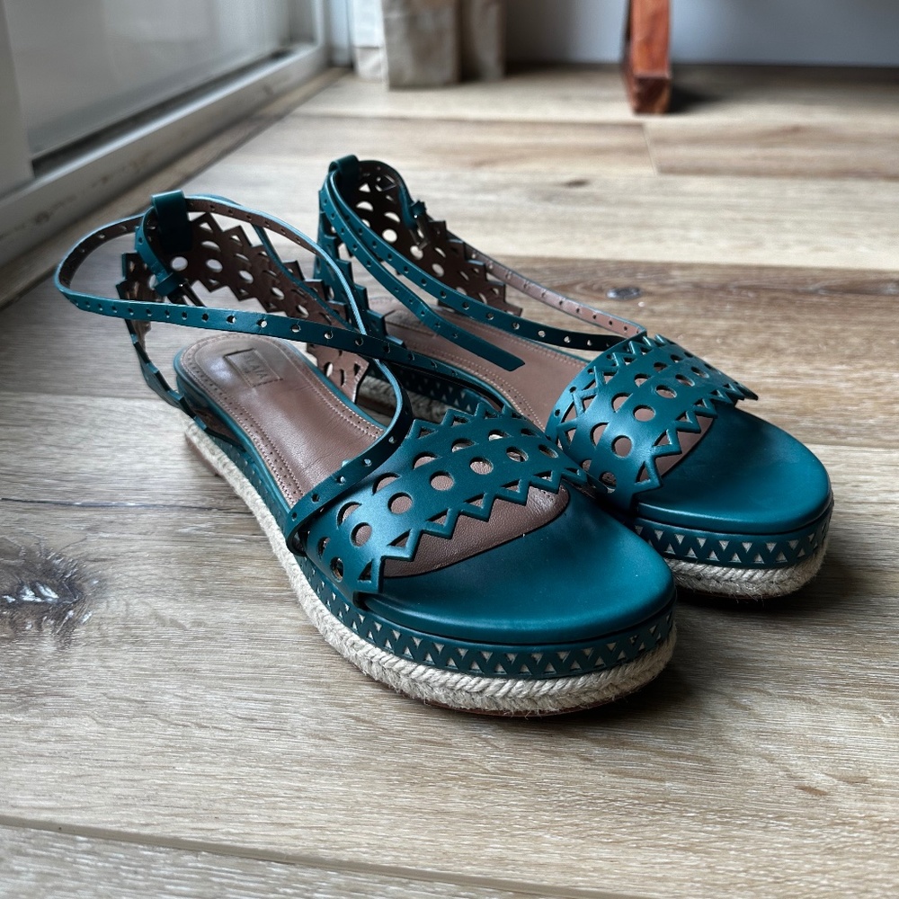 ALAÏA Platform Leather Women's Espadrilles Sandals